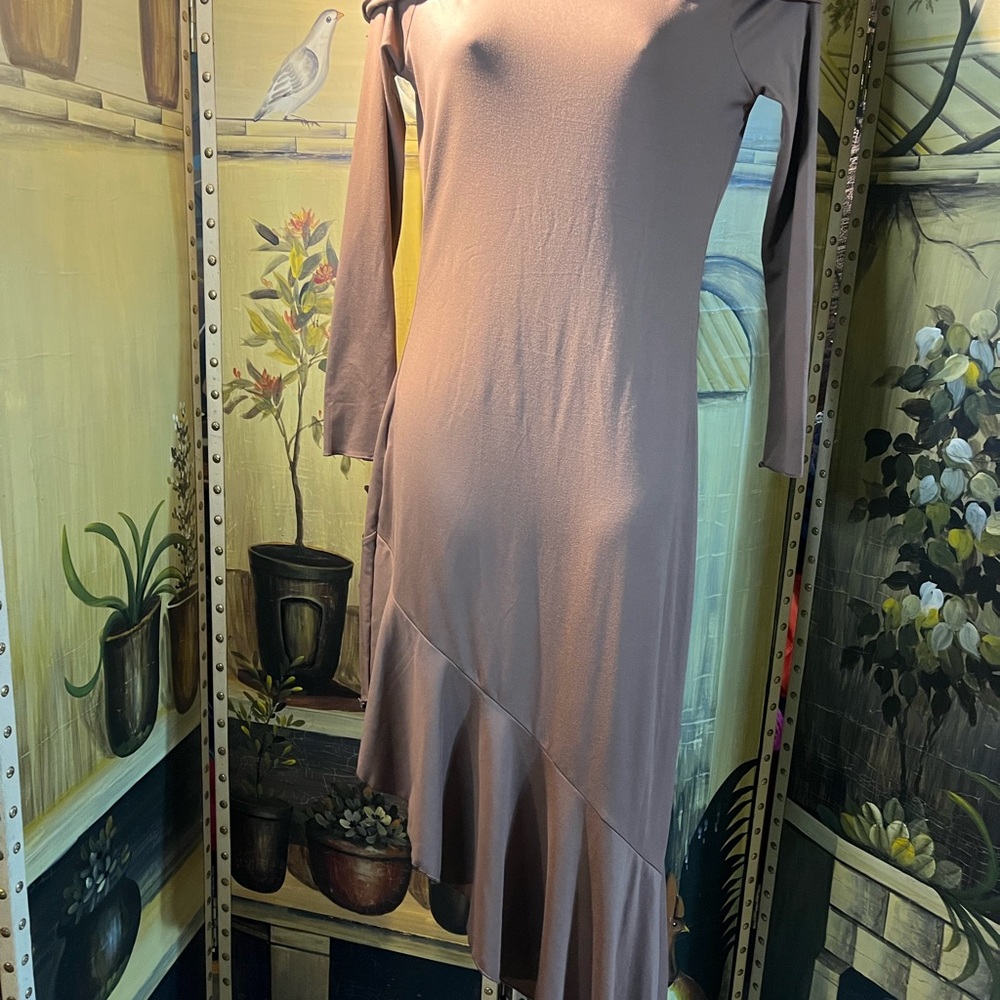 Asymmetrical Tan Dress